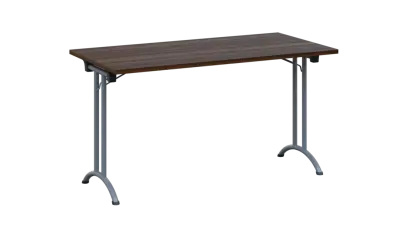 SLA 140 lak skládací jednací stůl 1394x700, deska 25 mm, podnož stříbrný lak, deska ořech královský